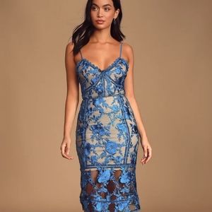 Lulu blue lace midi dress